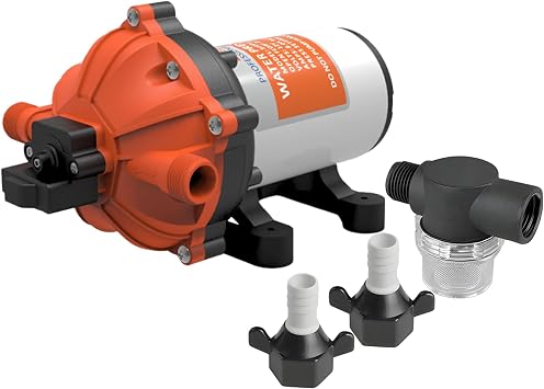 SEAFLO 51 Series Heavy-Duty Water Pressure Pump 5.5 GPM, 60 PSI, 24V DC, 1/2 MNPT Ports - NSF, UL, CSA & IAPMO Certified for Safety - Self-Priming, 5-Chamber Diaphragm, Marine RV