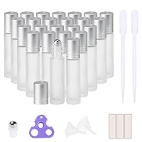 Vista 19 de PrettyCare Paquete de 12 botellas de rodillo de aceite esencial de 0.3 fl oz con bola de rodillo de acero inoxidable – Botellas de vidrio rosa