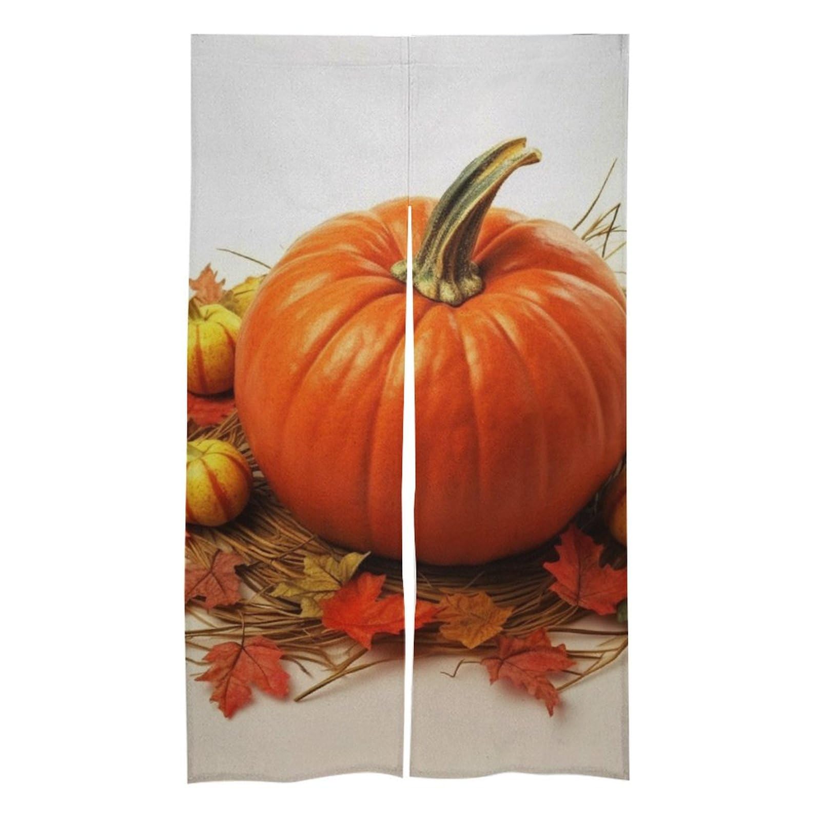 Rideaux occultants thermiques anti-froid en lin motif citrouille pour entrée