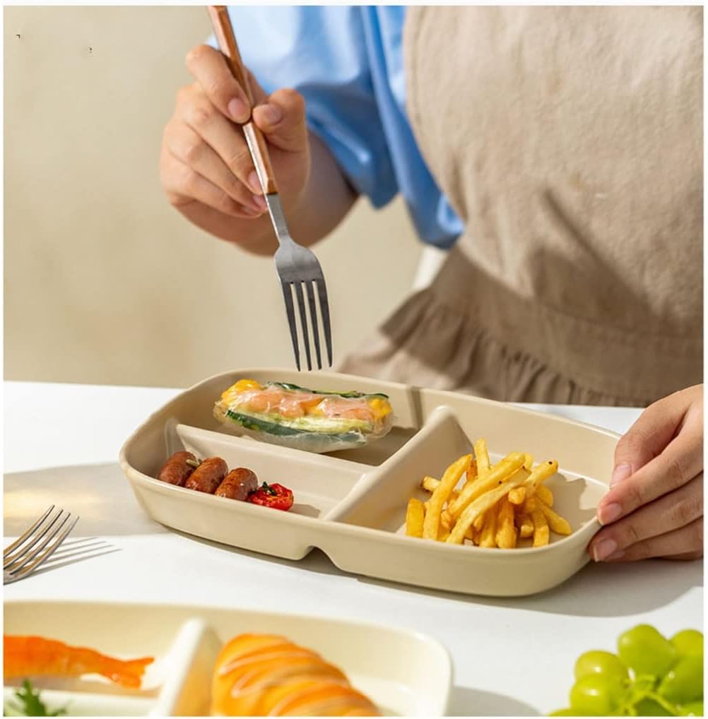 Housewife Split Plate Ceramic Breakfast Plate For Adults(Black)