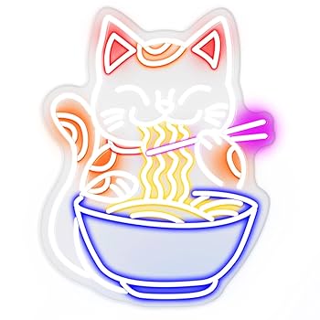 Amazon.co.jp: MinIeoh フォーチュンキャットラーメン ネオン
