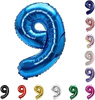 Vista 9 de YPSelected Globo de aluminio grande de 32 pulgadas con número de helio, cumpleaños, boda, fiesta, 0-9 (azul bebé, 2)
