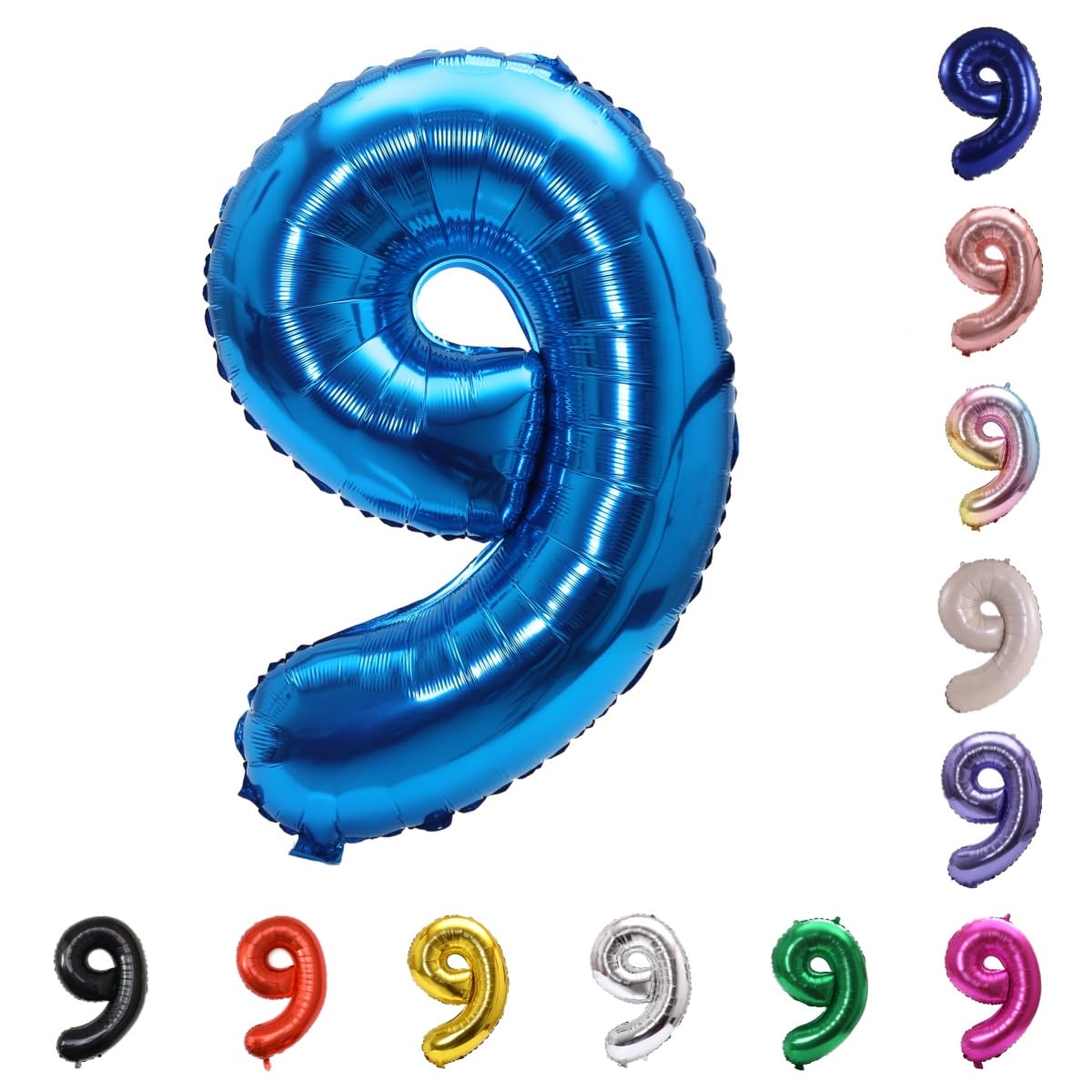 YPSelected 32 Inch Large Foil Helium Number Balloon Birthday Wedding Party 0-9 (Blue, 9)