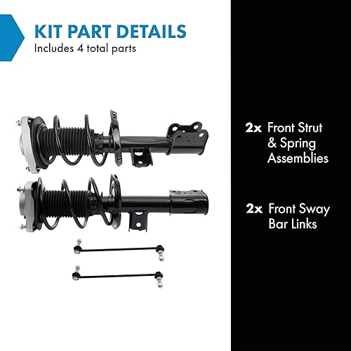 Miniatura 886 de TRQ Kit de suspensión delantera, conjunto de amortiguadores y resortes, barra estabilizadora, enlace estabilizador compatible con Chevrolet