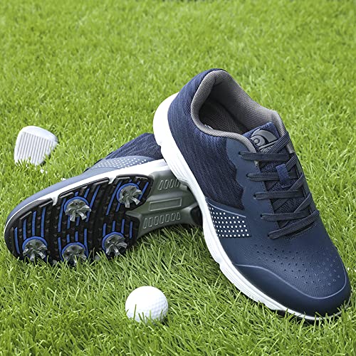 Image of THESTRON Men Golf Shoes Mesh Breathable Breathable Golf Walking Sport Sneakers 7 Spikes Golf Trainers