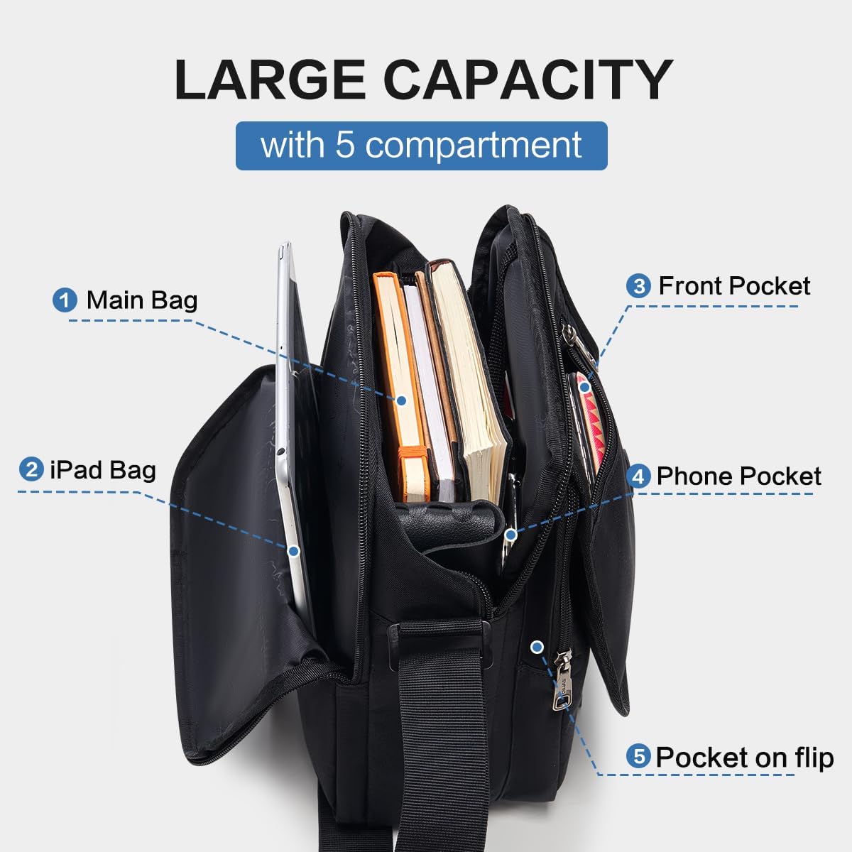 OIWAS Crossbody Bag Men, Small Sling Pack Handbag for Men Work Business,Messenger Shoulder Travel Bag