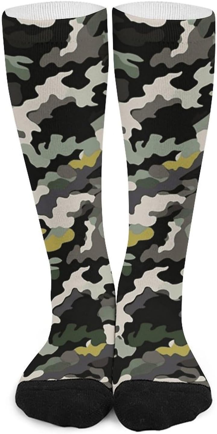 Knee High Socks Abstract Camouflage Long Tube Boot Seamless Toe