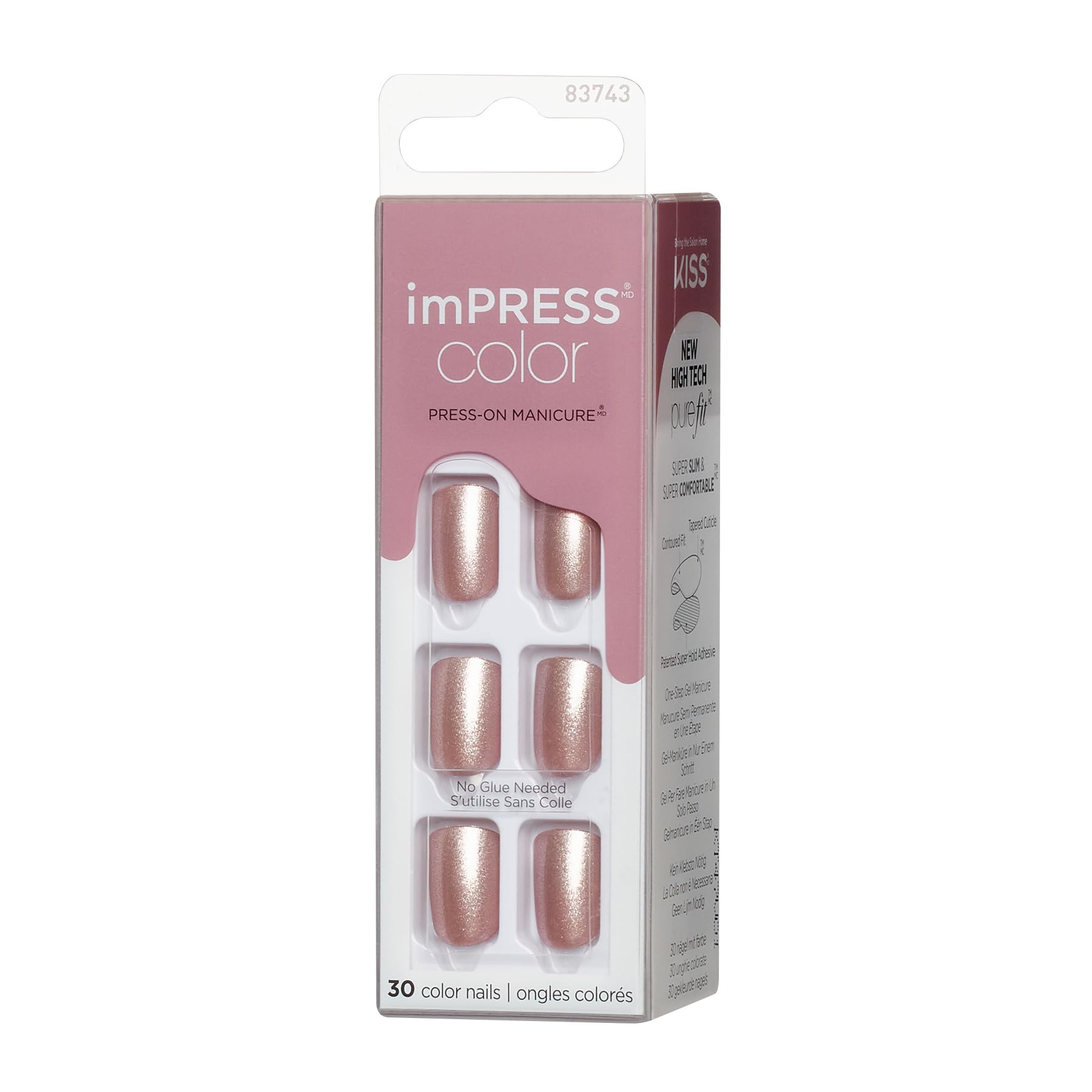 KISS imPRESS Color, sztuczne paznokcie samoprzylepne, Press-on Manicure - Paralyzed Pink, 30szt.
