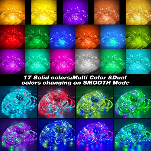 Led Rope Lights Outdoor Waterproof 49Ft 150 Led,17 Colors Changing Rope Lights,Indoor Connectable Twinkle Fairy String Lights Plug In With Remote For Patio Deck Garden Boat Party Holiday Décor #TOP1