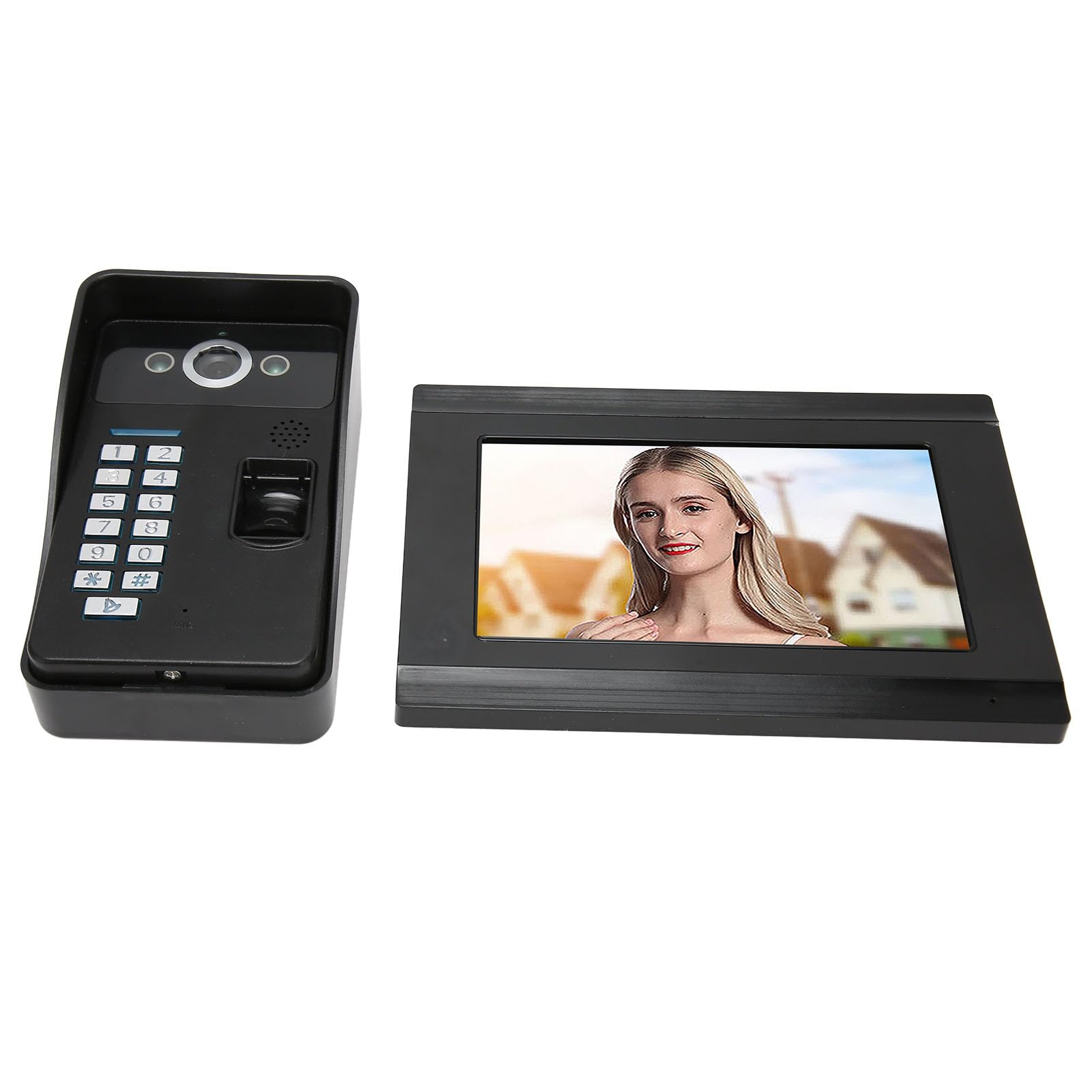 Timbre con Vídeo con Contraseña, Sistema de Portero Automático con Vídeo Resistente a la Intemperie, Pantalla Táctil de Visión Nocturna para Guardia de Entrada (Enchufe Europeo)