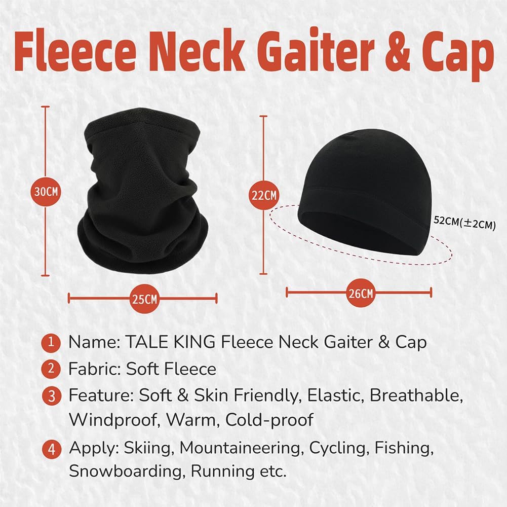 Fleece Winter Skull Cap Neck Gaiter Set Warm Beanie Hat Scarf Set for Men Women Windproof Neck Warmer Outdoor - Image 2