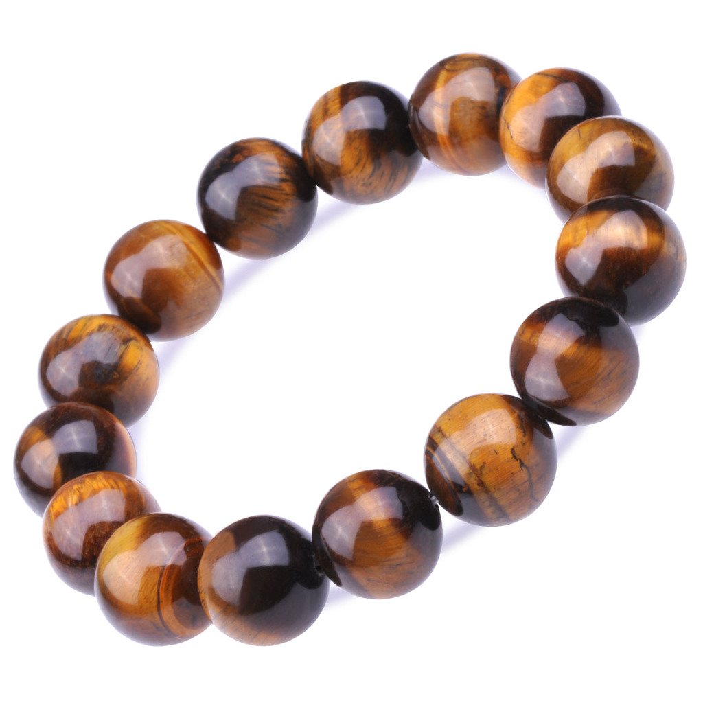 Feilok 14MM Bracelet Beads Natural for Man Women and Children Marble Gemstone Energy Stone Energy Bracelet Gem Stone Black Bead Size: 14mm