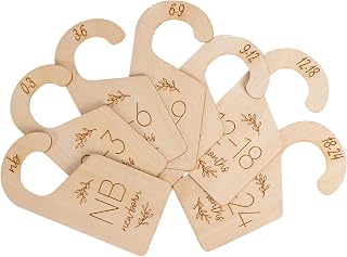 Babys Wardrobe Natural Wood Clothing Size Dividers Babys Clothes Hanger with Engraved Number Babys Shower