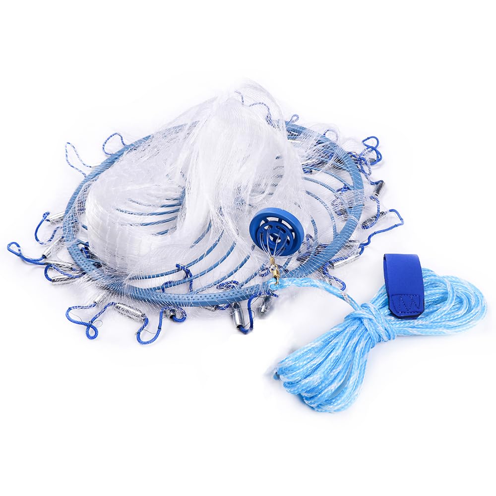 Lawaia Wurfnetz Zum Fischen Fischernetz Cast Net Angelnetz Handwurf Fishnets Fischreuse Angelnetz Aus Nylon Fische Angeln GrößE 1.8m-7.2m Mesh American Style Falle Net Angelzubehö