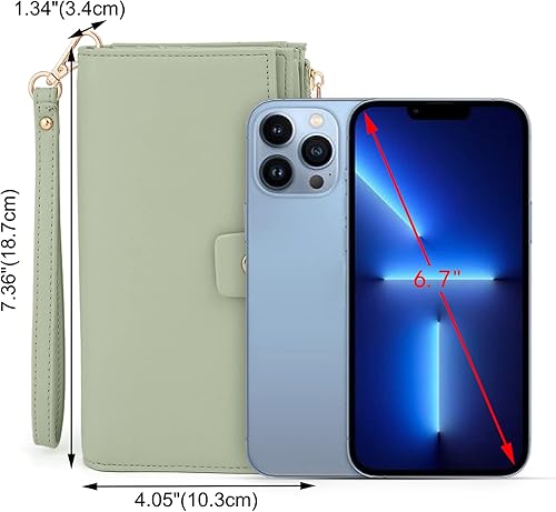 Vista 6 de UTO Cartera de cuero vegano para mujer, cartera larga con broche de presión, tarjetero de crédito, elegante embrague