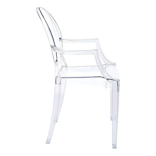 Miniatura 5 de CangLong Moderno sillón apilable de acrílico para cocina, comedor, sala de estar, invitados, dormitorio, juego de 1, transparente 2