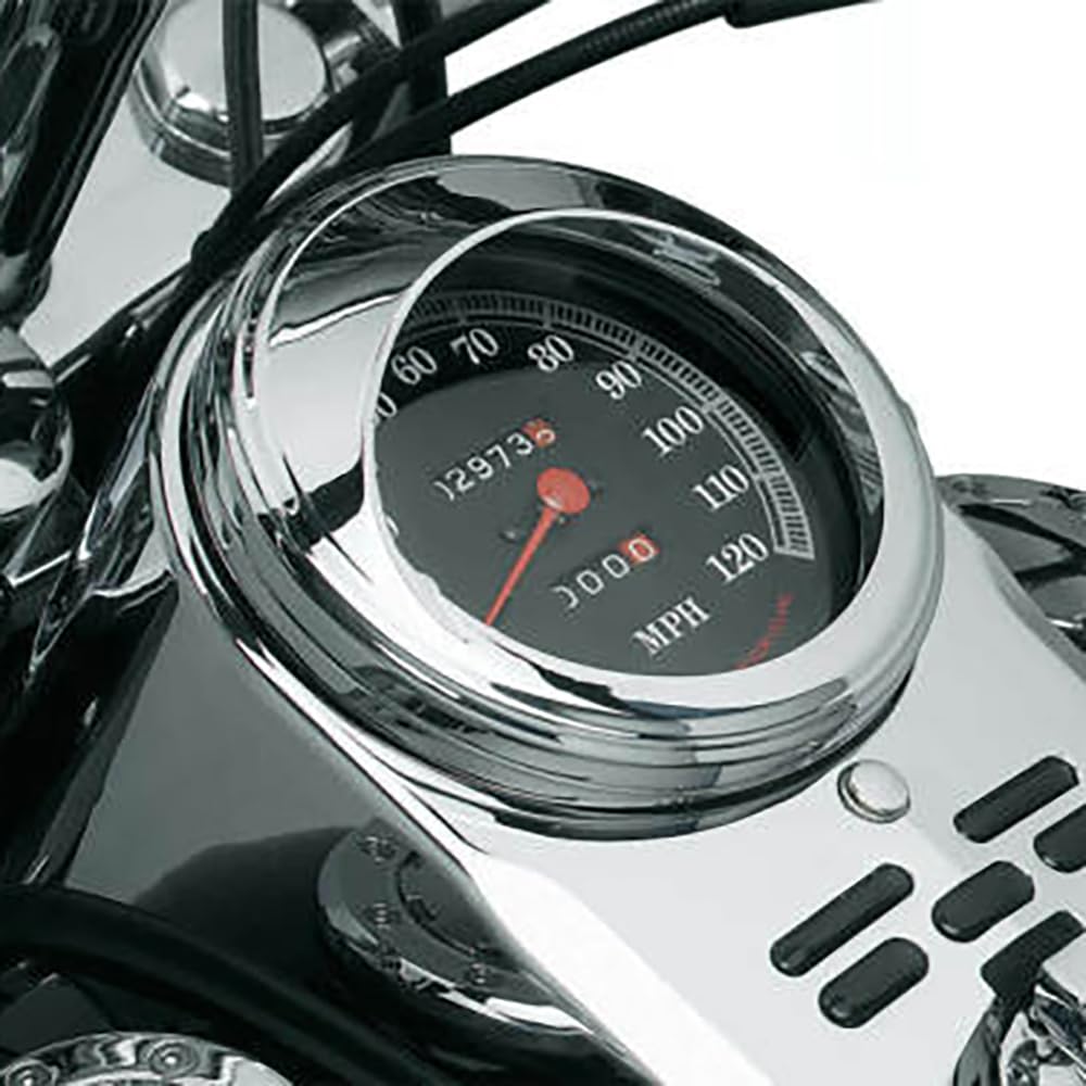 Dreamseek 5 Inch Speedometer Chrome Trim Ring Speed Gauge Bezel w/Visor Cover Housing Compatible with 1968+ Harley Touring Softail Dyna Electra Wide Glide Road King Fat Boy CNC Aluminum
