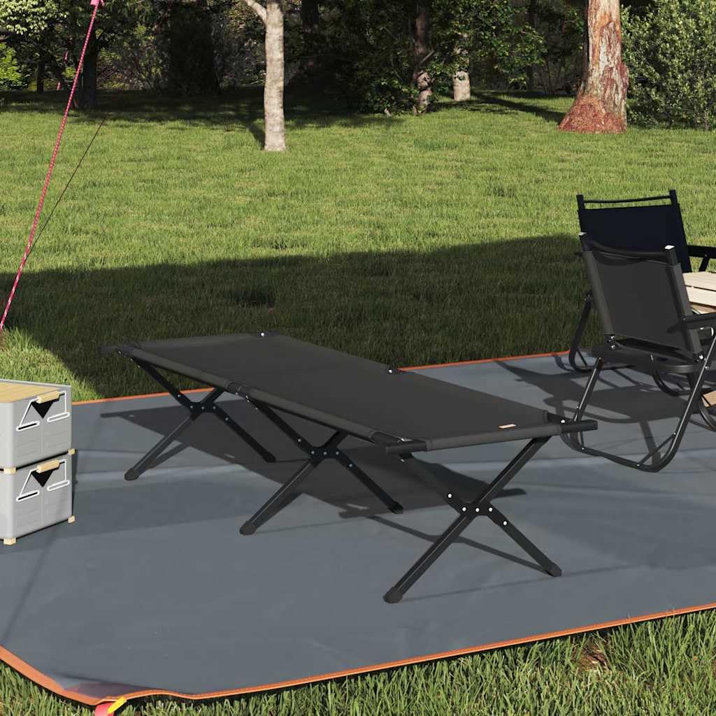 INLIFE Klapp Schlafbett fürs Camping Schwarz Ox Stoff,Sportartikel,Outdoor-Aktivitäten,Camping & Wandern,Camping-Möbel,Feldbetten,Schwarz,7.53 KG,42003175