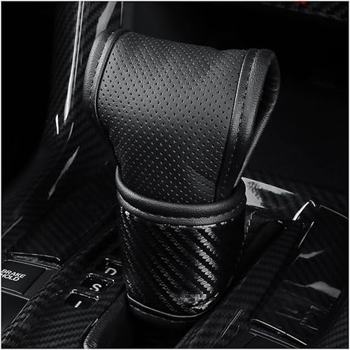 Miniatura 8 de IHOTDER Funda para perilla de palanca de cambios de automóvil, funda de cuero de fibra de carbono para decoración y protección de automóvil,