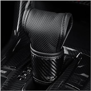 Car Gear Shift Knob Cover,Carbon Fibre Leather Gear Stick Cover for Car Decorations & Protection,Universal Car Interior Accessories Fits Car SUV Truck (Black)