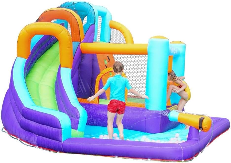 AirMyFun Bounce House for Kids and Toddler, Inflatable Bouncy Castle with Blower Outdoor Jumping House with Slide 83020