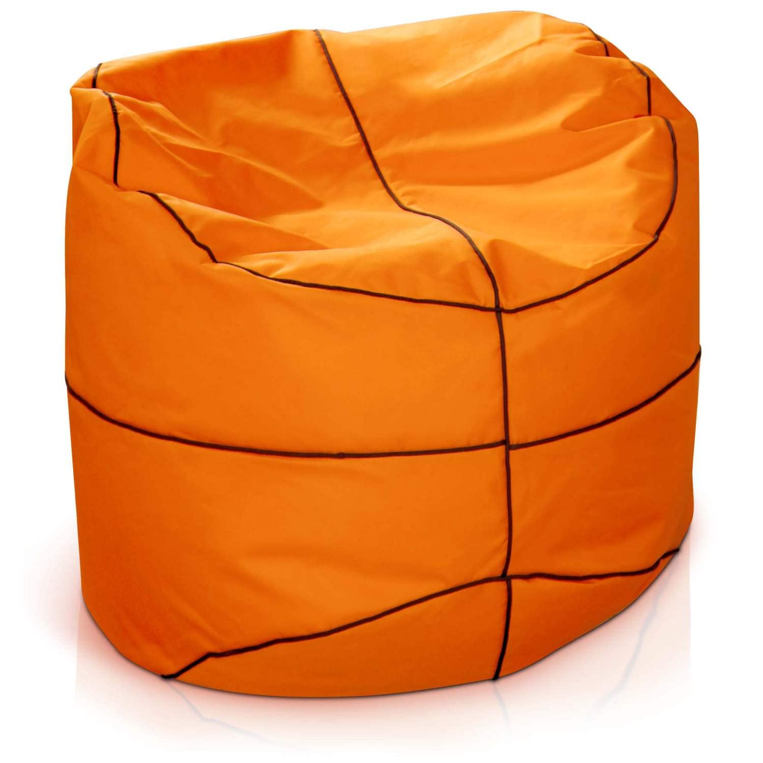 Green Bean© Basketball - Poltrona a sacco già riempita con 300 lt Perle EPS - bambini e adulti 110cm Cuscino gigante per sdraiarsi sedersi Sedia Lounge Poltrona per gaming Rivestimento Lavabile Bianco