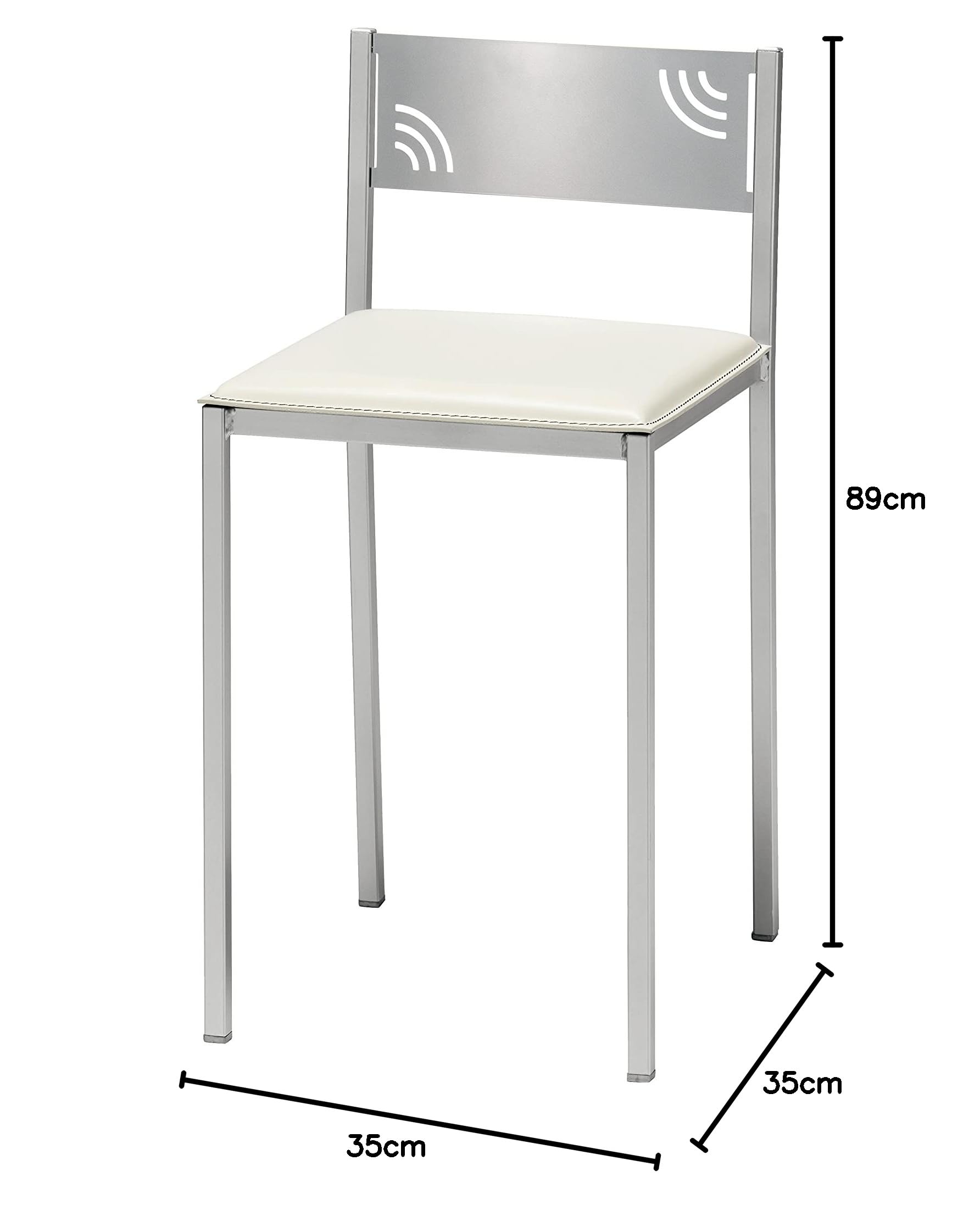 ASTIMESA Dos Taburetes de Cocina con Respaldo bajo en Polipiel Blanco, Altura de Asiento 45 cms, TARBBL