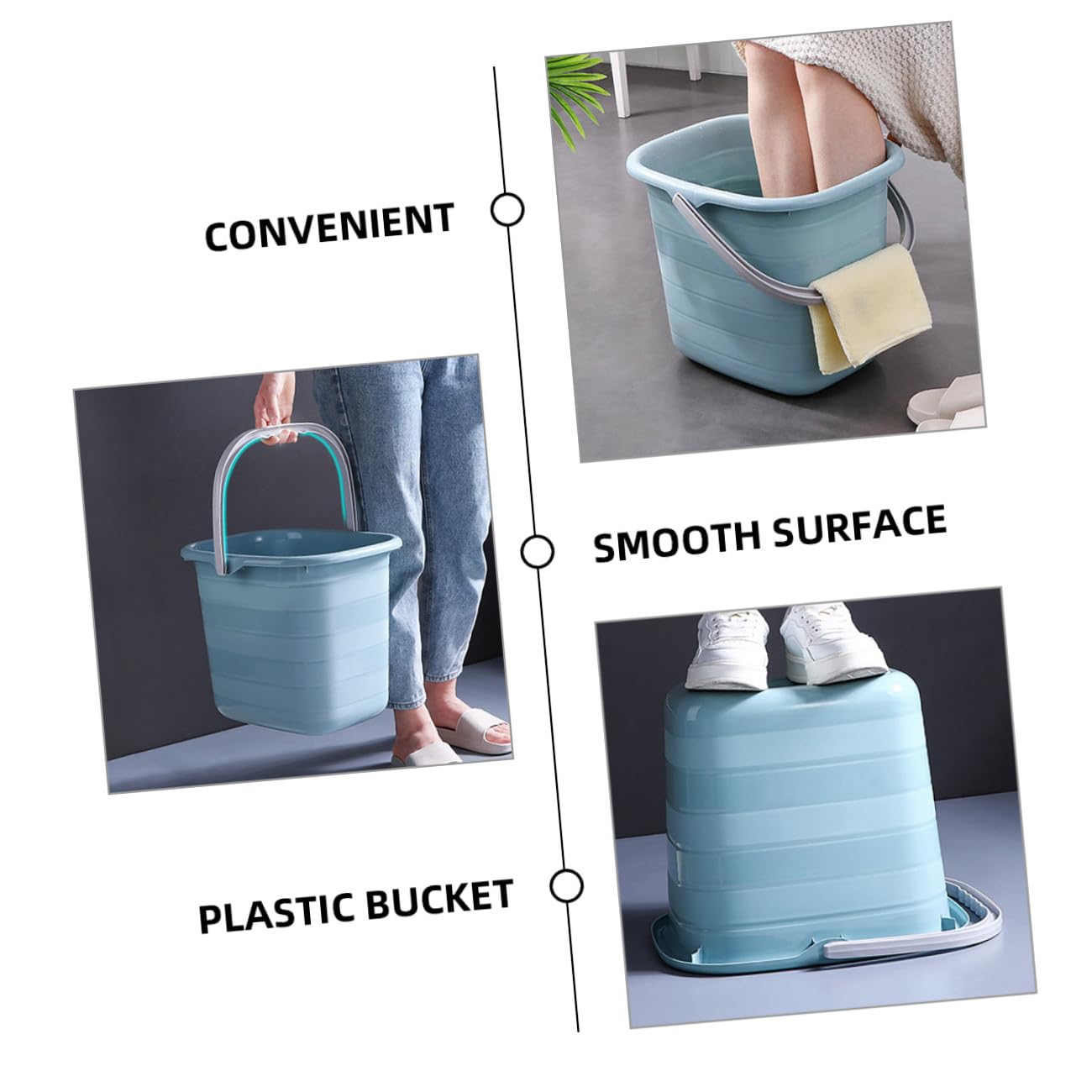 GLEAVI Secchio in Plastica Manico, Secchio Multipurpose la Pulizia Domestica, Adatto per Acqua e Cibo per Animali, per Giardinaggio e Hotel