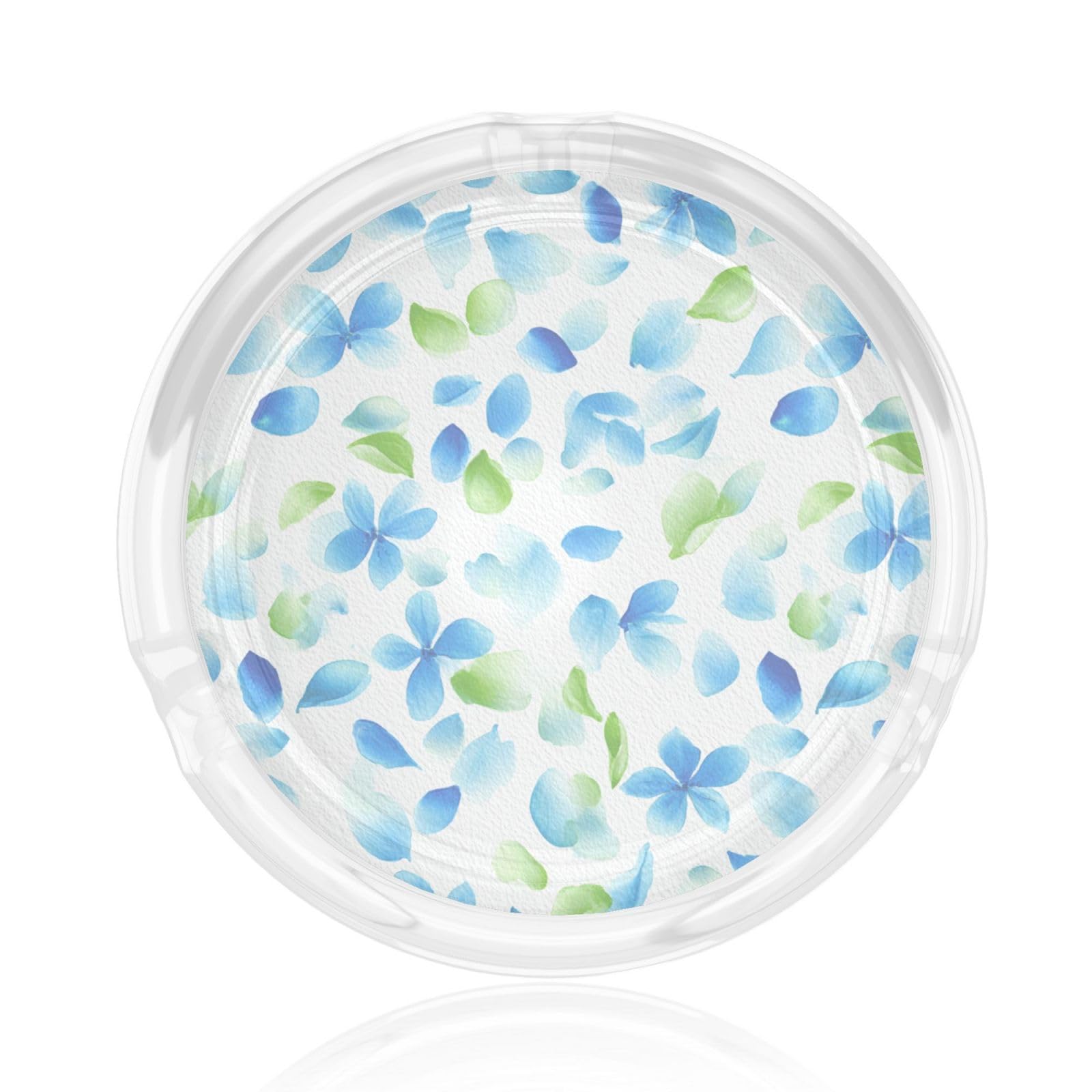 Scattered Hydrangea Petals And Small Leaves Glass Ashtray For Cigarettes Ash Trays Case For Home Office Decor