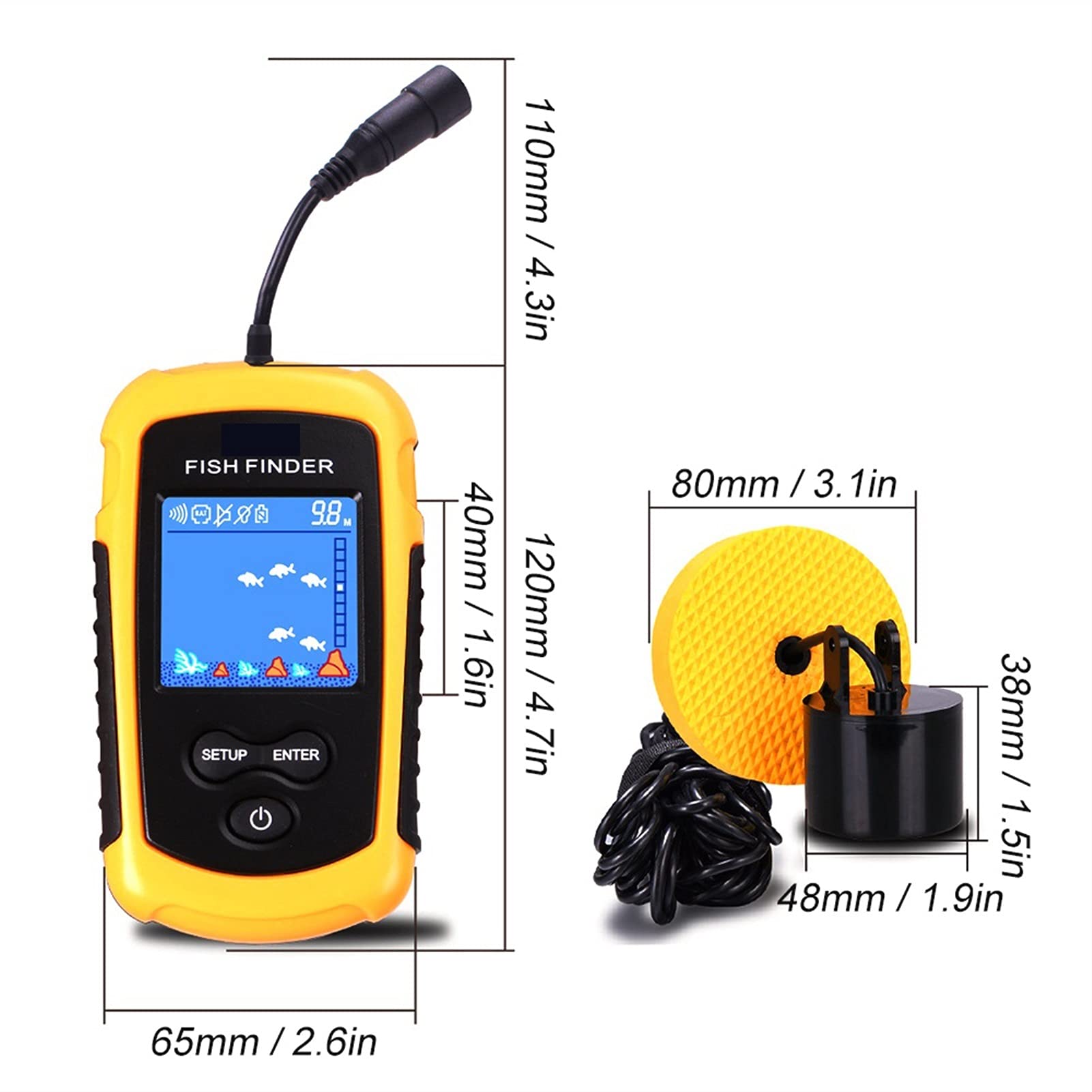Camera Sous Marine, Détecteur de poisson LCD Écran couleur Portable Portable 100 m de profondeur de profondeur Sonar Echo Sounders Fishfinder Détecteur de Poisson Sous-marin étanche(Light Grey)