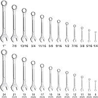 Vista 2 de Juego de 24 llaves combinadas de uso general con bolsa enrollable SAE 1/4" a 1", métrico 8mm a 24mm Perfecto para uso doméstico general, garaje