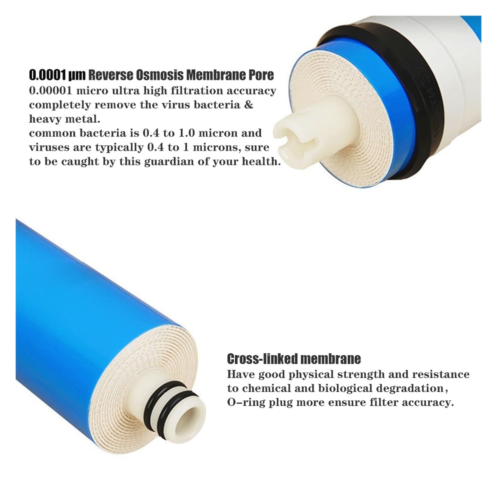 Membrana de ósmosis inversa de 75 GPD/100 GPD, repuesto de filtro de membrana RO for purificador de agua potable (1812-75/2012-100) Debajo del fregadero