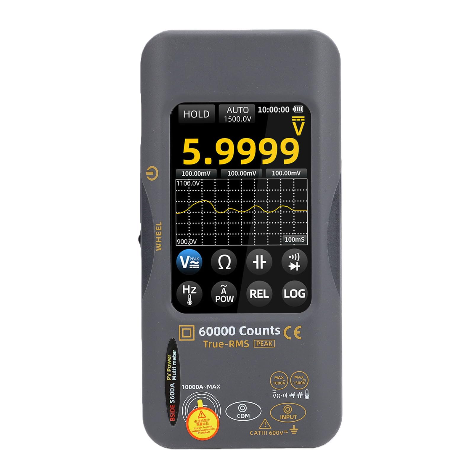 Multimetro Touch Screen per Tester per Pannelli Solari, 60000 | Misuratore di Energia Solare, TFT da 3,98 Pollici, Ricaricabile 3000 MAh, Registratore Dati, ABS, Test Fotovoltaico