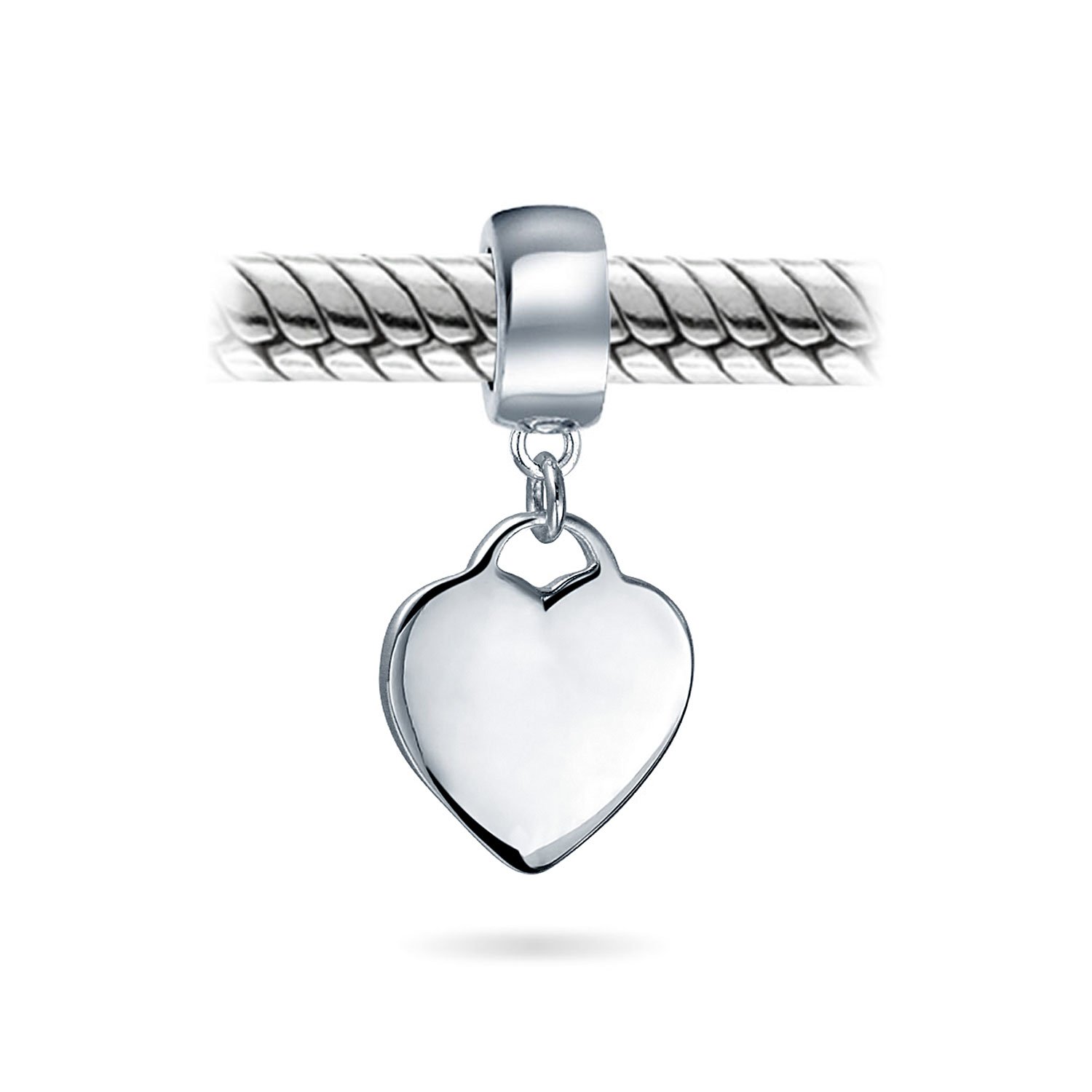 Bling Jewelry Personalizzato Alfabeto Iniziale A-Z Monogramma Cuore Forma Tag Dangle Charm Bead Per Le Donne Fidanzata .925 Sterling Silver Si Adatta Bracciale Europeo