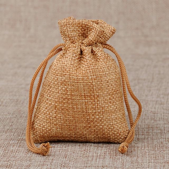 woreczki na biżuterię, Lniane worki ze ściągaczem fioletowe 20x30 cm opakowanie 100 szt(Medium coffee,15x20cm 100 PCS)