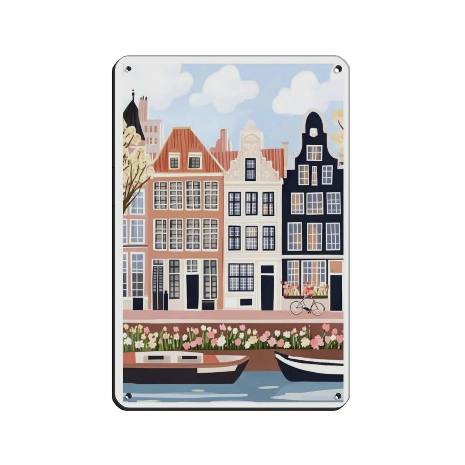 Lxwnze 20L X 30W Cm Amsterdam Poster, Netherlands Art, Travel Poster (2) Tin Sign Vintage Metal Pub Club Cafe Bar Home Wall Art Decoration Poster Retro 8X12inch(20X30cm)