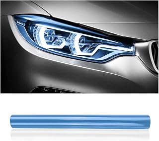 12 X 48inch Car Light Tint Film, Cuttable&Stretchability Car Headlight Taillight Fog Light Vivid Vinyl Wrap Protector,Non-Marking Self-Adhesive Decals Car Decor (Light Blue)
