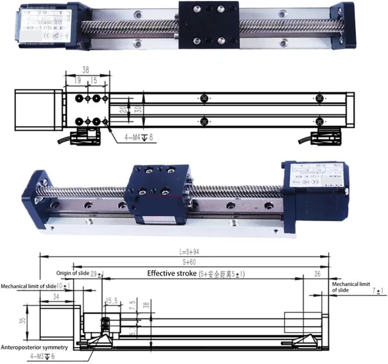 50~300mm Mini Linear Guide Rail XYZ Stage Ball Screw Actuator Linear Slide Motion Table with Nema 14 Stepper Motor(Tr8-12,50mm)