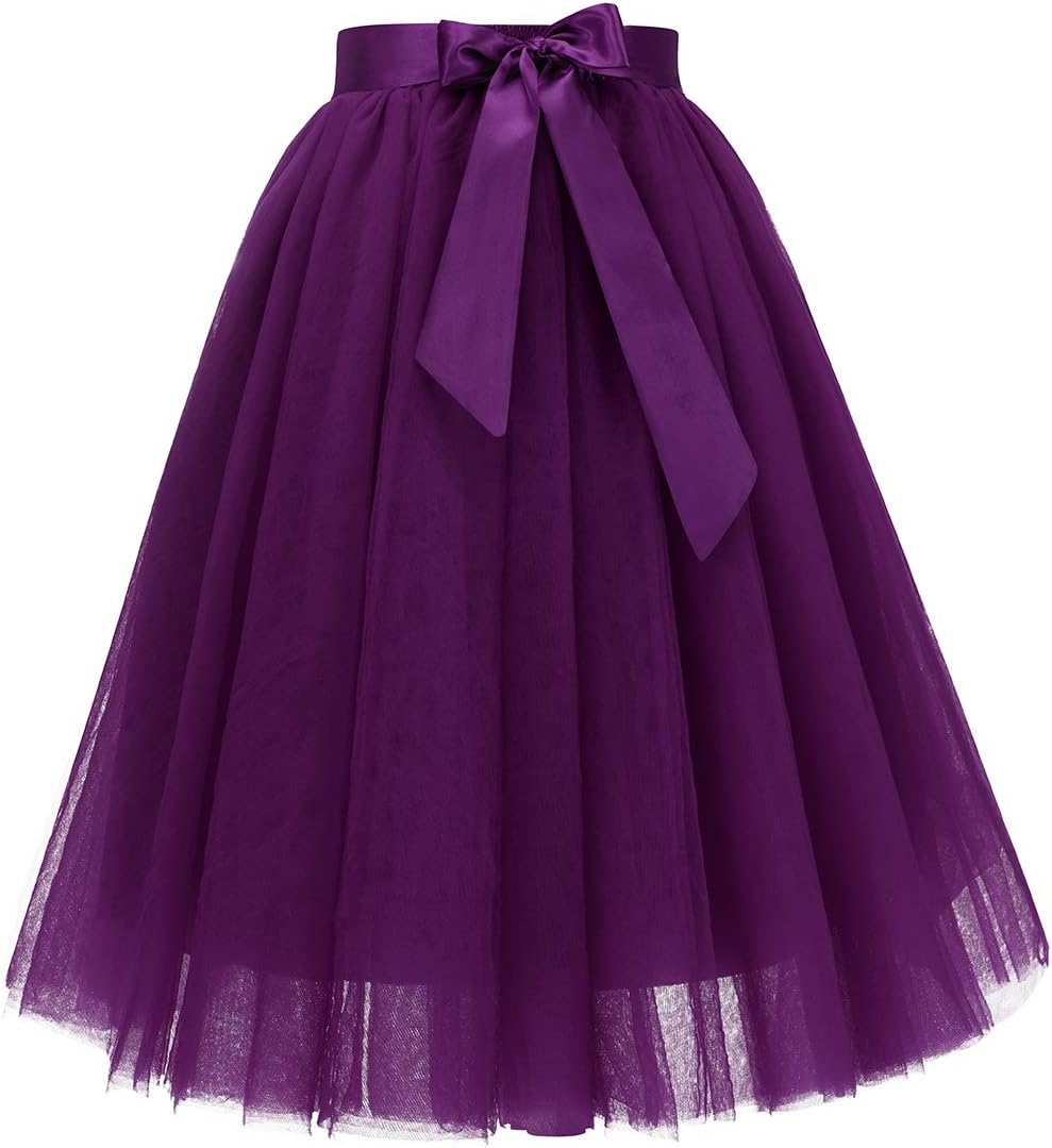 Bridesmay Women's Tulle Skirt Knee Length 6-Layered Wedding Party Homecoming Prom Dress