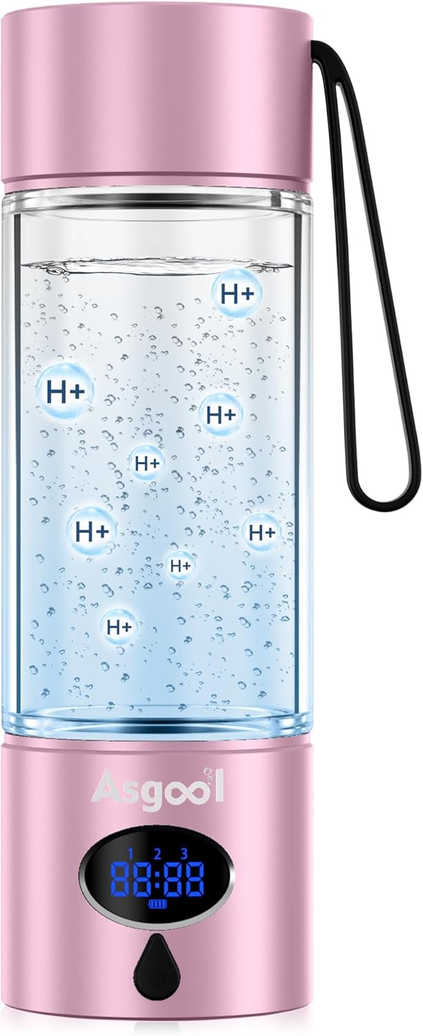 360ml Portable Hydrogen Water Bottle Generator with PEM-SPE Tech, Glass Exterior & Aluminum Shell, 5000 PPB in 8 Minutes, Health Care Gifts for Husband, Wife, Family, Friends, Travel