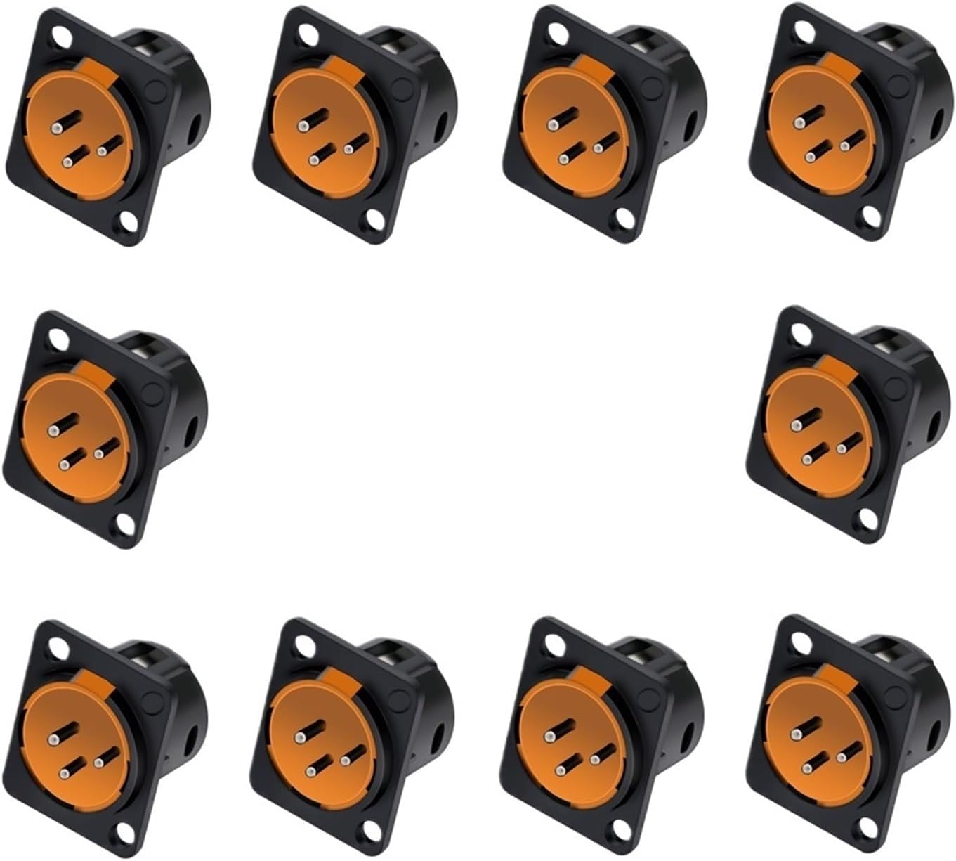 10pcs 3Pin Male Socket Audio Microphone Jack Plug Adapter Connector(Orange)