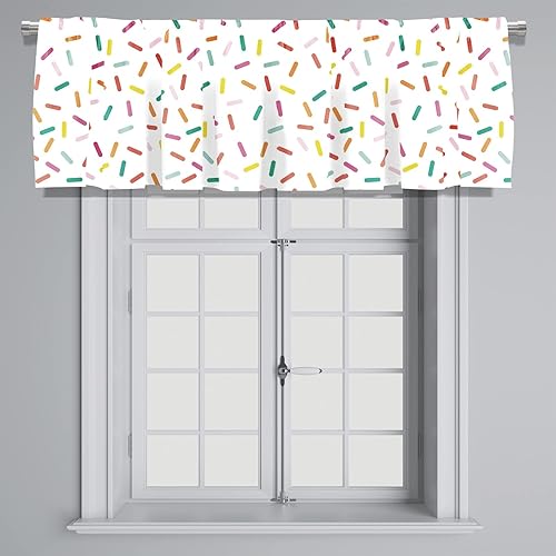 Miniatura 3 de Healbrighting Cenefa de cortina corta opaca con bolsillo para barra de cortina para cocina, dormitorio, 52 x 18 pulgadas, verde azulado rojo y