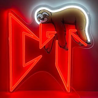 Sloth Neon Sign, USB Powered Dimmable - Cute Sloth Neon Signs for Wall Decor Suitable for Home, Bedroom, Bar Decoration and Birthday Gift, LED Wall Art 14.44''×13.38''