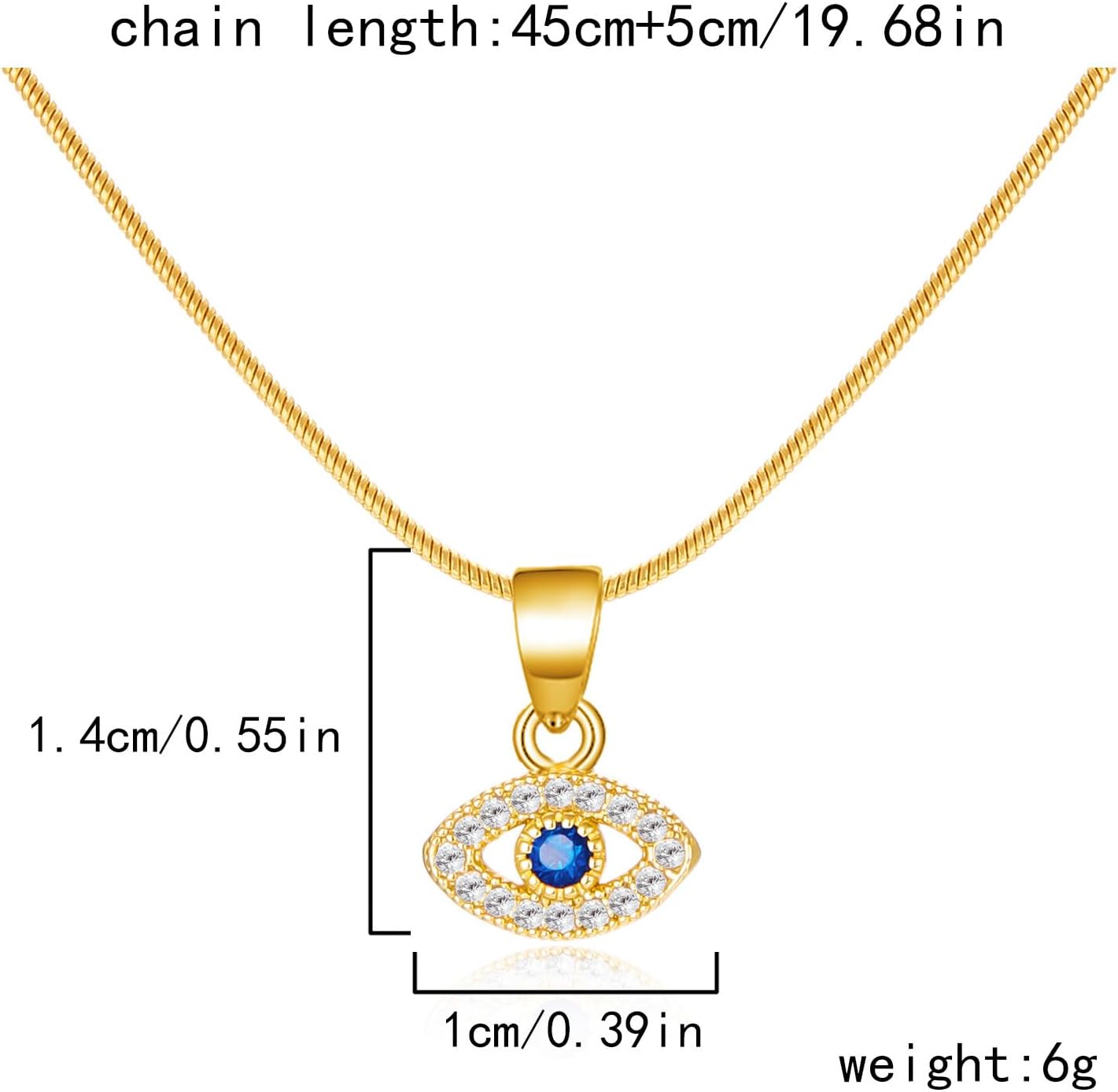 Gold Evil Eye Necklace 14K Gold Plated Blue Turkish Eye Pendant Necklace Dainty Snake Chain Amulet Protection Jewelry - Image 2