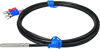 1pc Low Temperature Sensor Cryogenic Probe Sub-Zero Monitoring Device Ultralow Freezing Point Temperature Sensor for Industrial Use(PT100-5m)