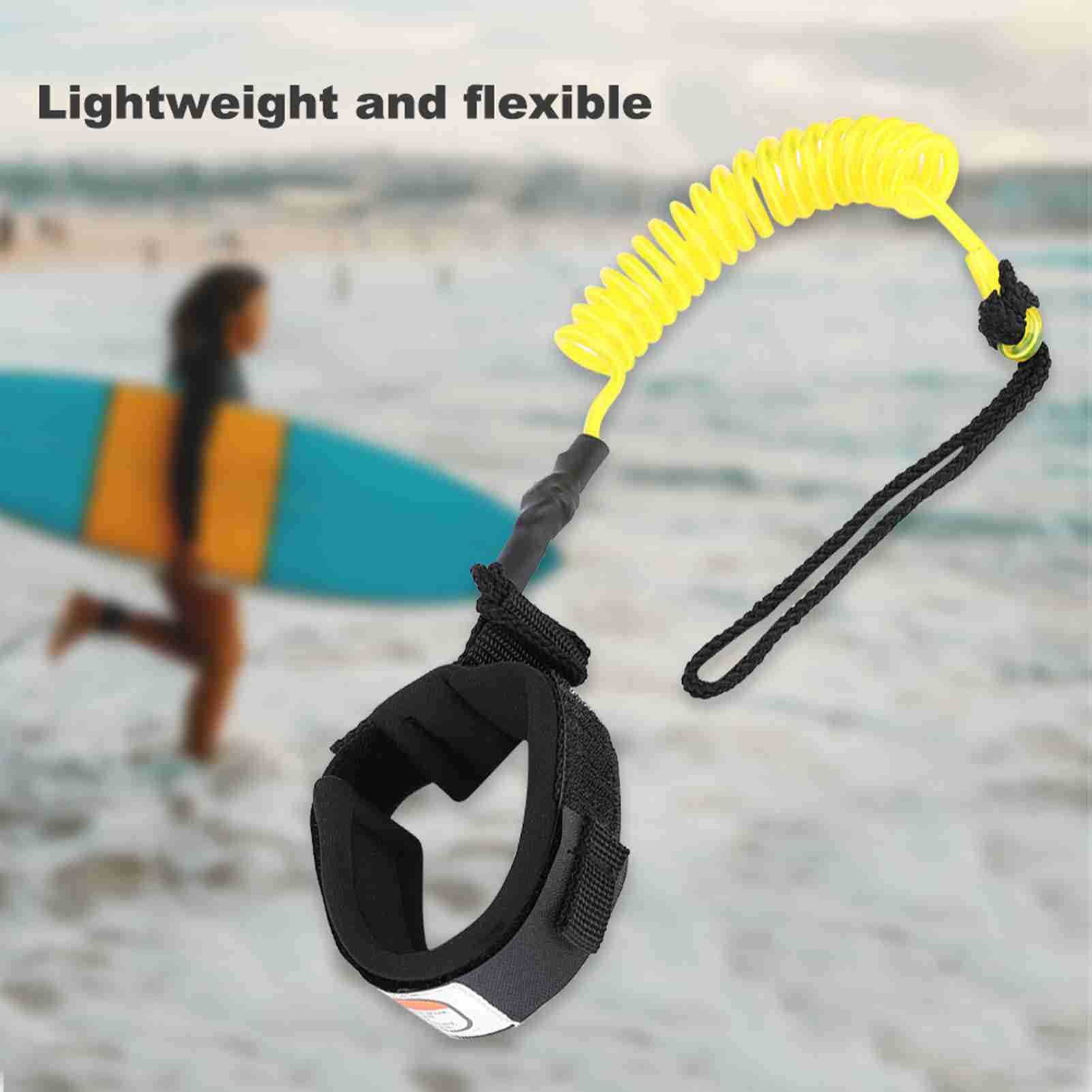 Planche de Surf Laisse Stand up Paddle Board enroulé Printemps Laisse Jambe Pied Corde Surf Laisse 5mm(Jaune),braceletde Maintien pour Planche Surf