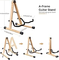 Vista 6 de LEKATO Soporte de madera para guitarra acústica con marco A con brazos acolchados de espuma para bajo, violonchelo, mandolina y banjo