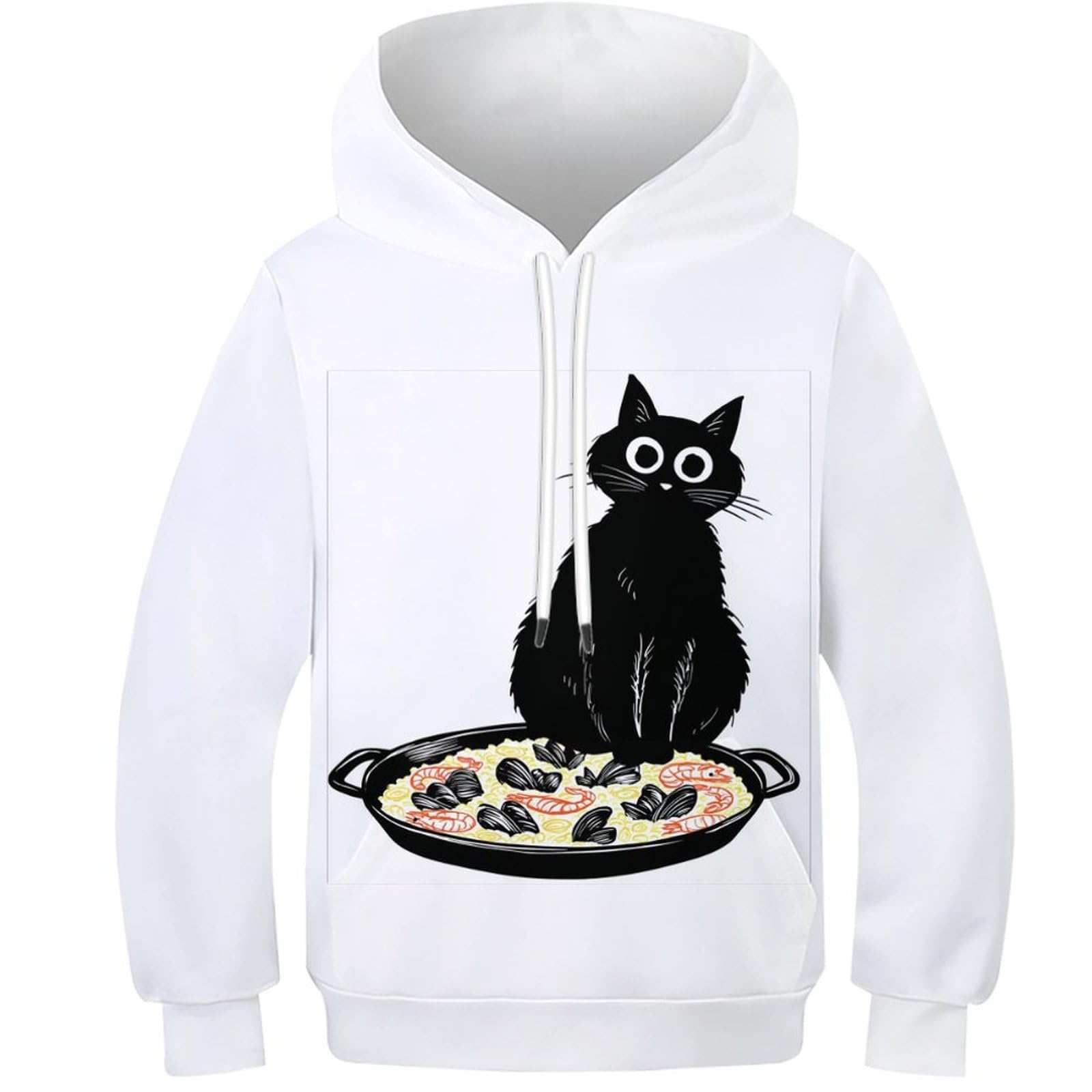 Pull chat pizza 3D avec capuche pour enfants de 9 à 11 ans - 8