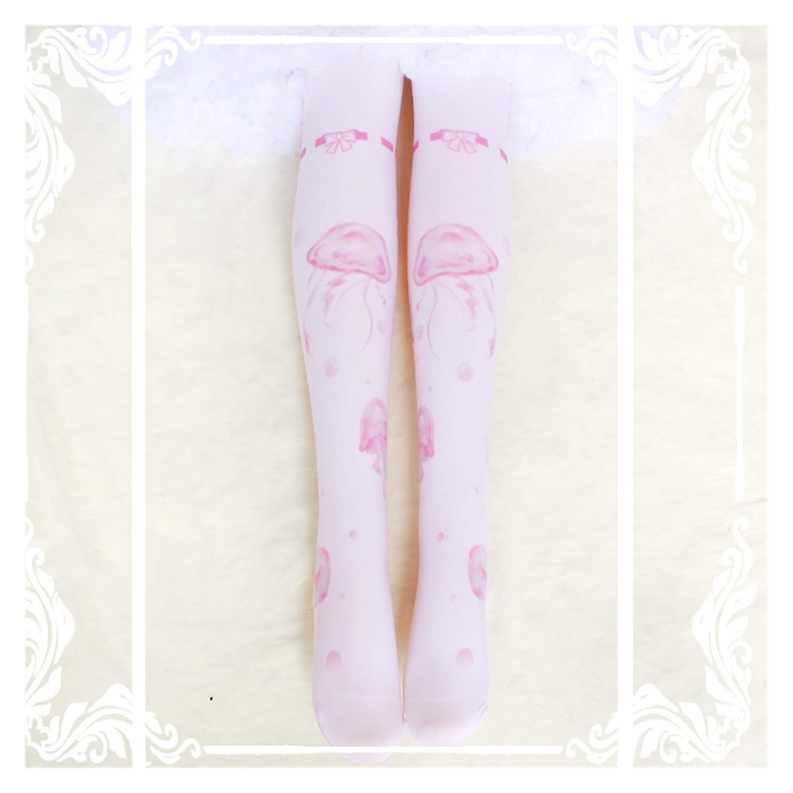 Chaussettes style japonais rose 120D | Collants imprimés mignons