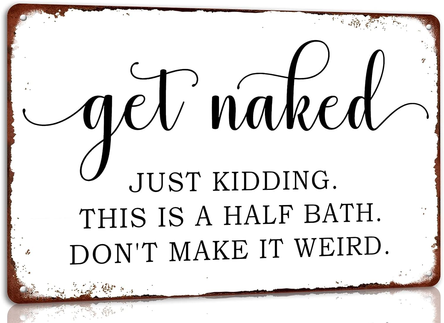 Yunking Sj 20 Funny Get Naked Sign Bathroom Metal Tin Sign Vintage Bathroom Quote Sign For Toilet Restroom Washroom Home Bathroom Decor Wall Art Decor 8X12 Inch